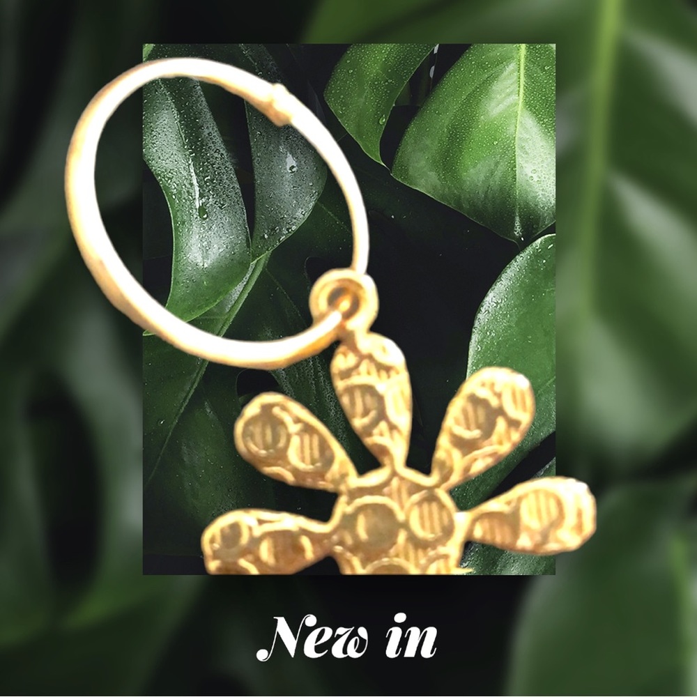 ⭐️COPY - New gold plated loop hoop sunflower dangle earrings! - Picture 3 of 8
